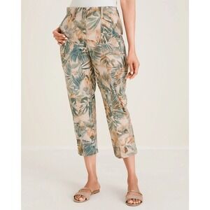 Chino's Women's Comfort Stretch Tropical Print Cargo Crop Pants - Sz 1 (M)